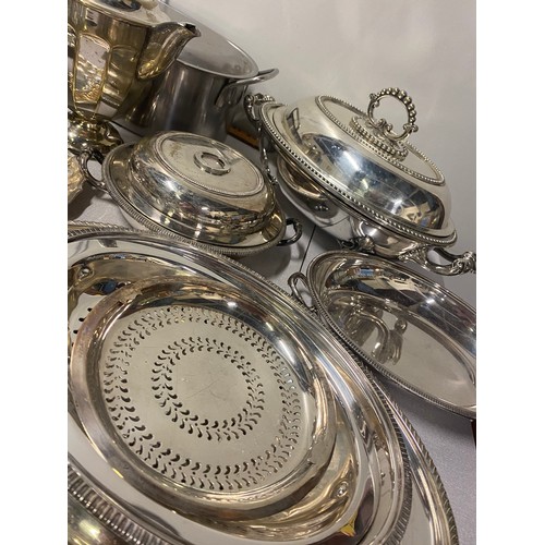 468 - Large qty of vintage plated ware to include servers and trays etc.