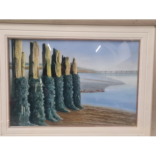 476 - Framed Val Kenyon pastels signed by artist- Dusk on the Firth of Forth & Low Tide Firth of Forth.