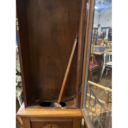 139 - Antique Art Nouveau German (Hamburg American Clock Co) grandfather clock. Needs attention - missing ... 