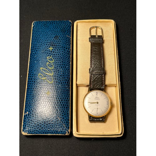 65 - vintage boxed elco bimatic gents wristwatch 
working