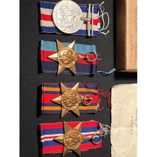 43 - 4 British WW2 Medals, 1939/45 The France and Germany Star, the Burma Star, the 1939-1945 star and th... 