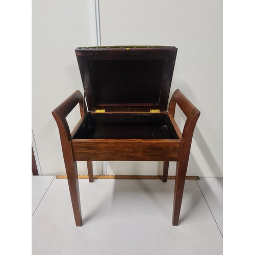 80 - Vintage piano stool with storage.