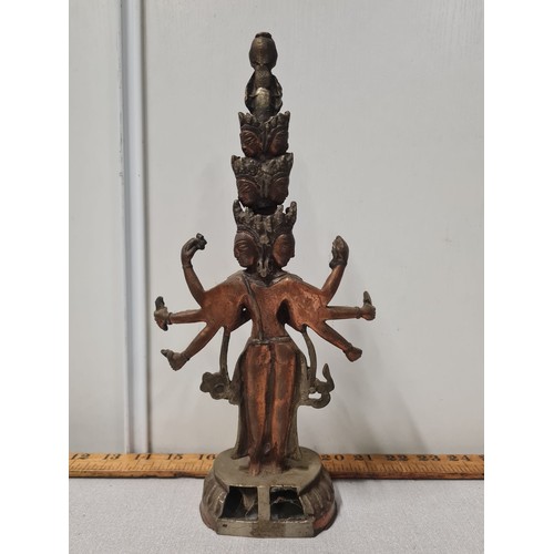 94 - Antique bronze/brass Tibetan eleven headed Bodhisattva Avalokiteshvara statue.
30cm h