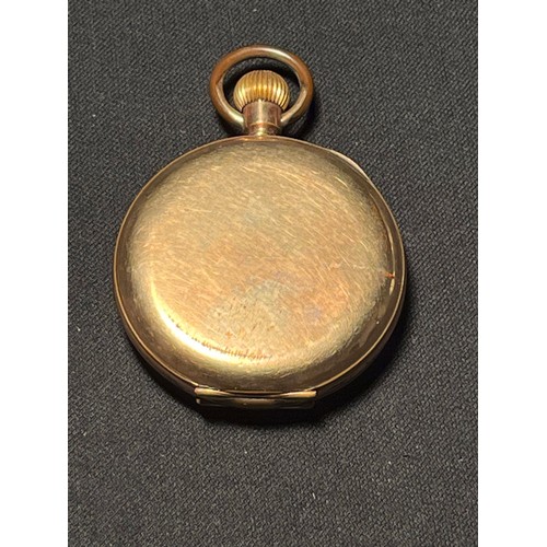 132 - Antique rolled gold John Forrest full hunter pocket watch. Spares or repairs.