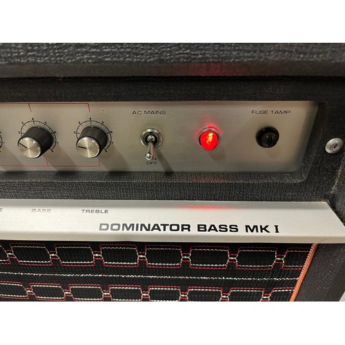 159 - 1970'S Wem Watkins Dominator Bass MK I valve guitar amplifier. working with cover.
60cm x 60cm x 25c... 