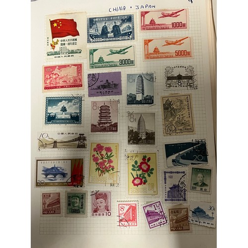 112 - collection of world stamps to include china & japan 
& reference materials