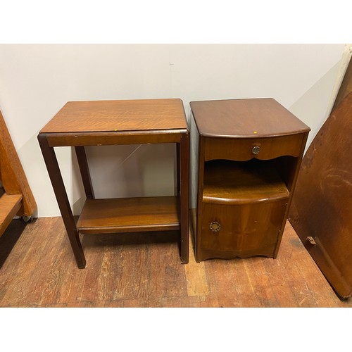 534 - vintage table & bedside cabinet