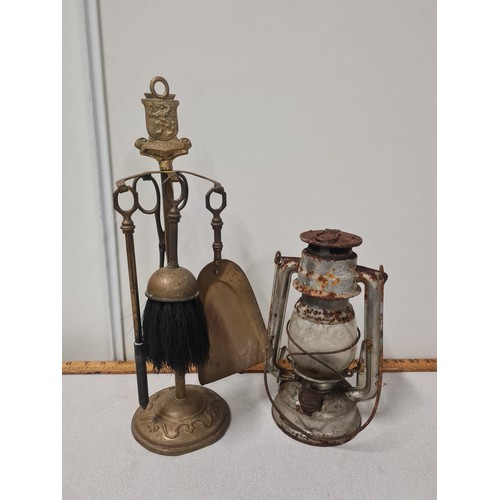 22 - 1953 June Coronation companion set along with vintage hurricane lamp.