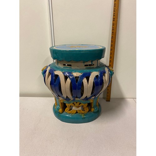 25 - 20th century Chinese porcelain drip glaze seat/ plant stand. [41x41x31cm]