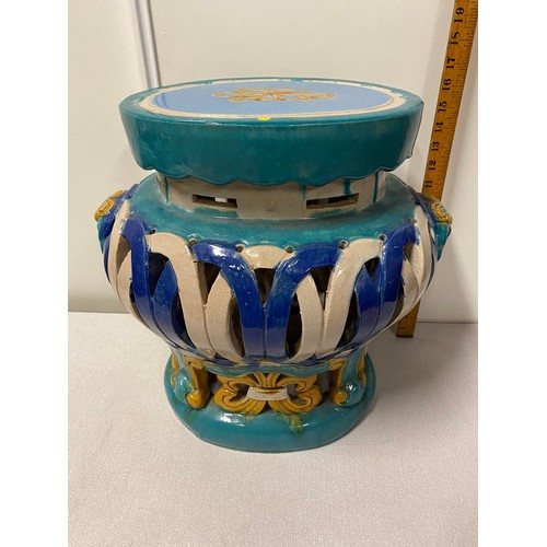 25 - 20th century Chinese porcelain drip glaze seat/ plant stand. [41x41x31cm]