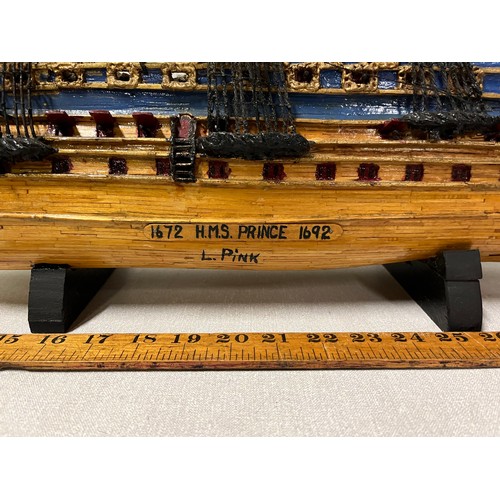 37 - 1672 -1692 H.M.S prince model ship.
72cm x 74cm