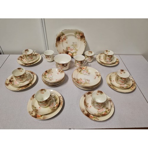 50 - 34 piece Dixonian Rose antique tea set.