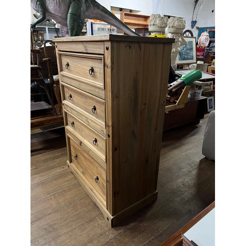 56 - Mexican pine 4 drawer chest.
129cm h x 48cm d x 91cm w