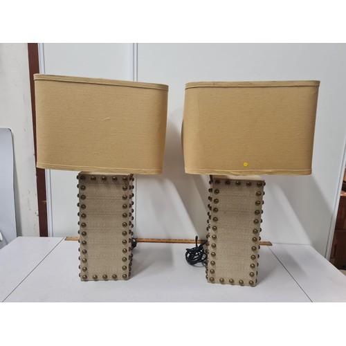 526 - Pair of studded table lamps.