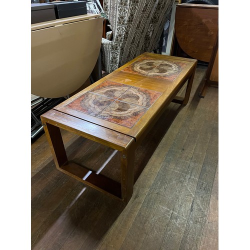 190 - Large Mid Century tile top coffee table.