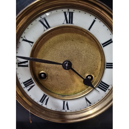 248 - Victorian slate mantle clock with pendulum. Working