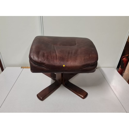 445 - Brown leather foot stool.