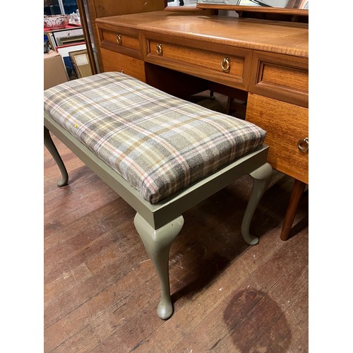 193 - Double upholstered piano stool/bench on Queen Anne legs. L 
93cm l x 52cm h