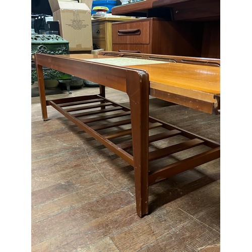 216 - 1970's mid century Danish teak coffee table with sliding top to reveal tilling to place hot drinks o... 