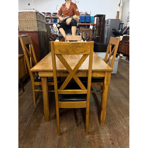 220 - Oak dining table with 4 matching chairs. l 120cm x h75cm x d 85cm