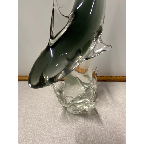 11 - Vintage Licio Zanetti Murano Italian glass shark ornament. 38cm tall.