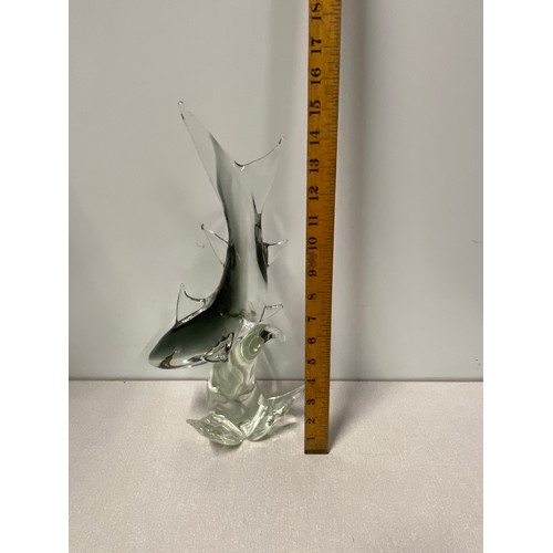 11 - Vintage Licio Zanetti Murano Italian glass shark ornament. 38cm tall.