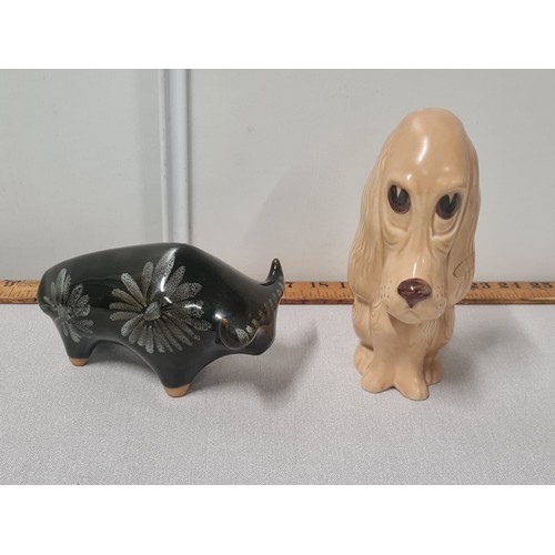 28 - lotus pottery mid century bull & sylvac dog