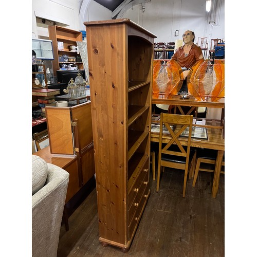 66 - large pine bookcase with 3 drawers 180cm x 83cm x 26cm