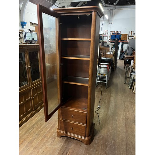 109 - tall 3 shelf display cabinet with 2 drawers by Willis & Gambier.
200cm h x 54cm w x 40cm d