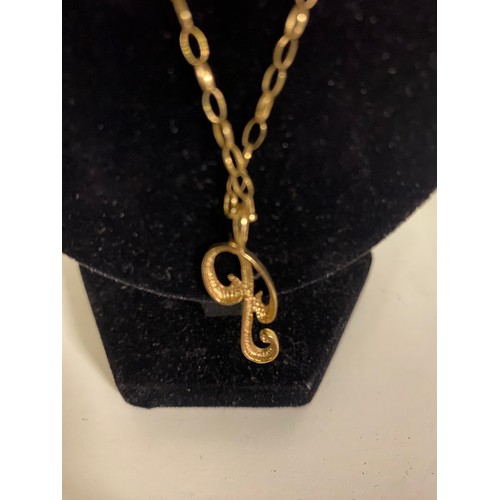 114 - 9ct gold chain & letter p pendant