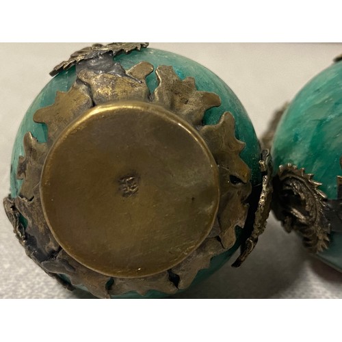 138 - Pair of Jade & Chinese silver ornaments with hand carved dragon design & hand carved Netsuke.