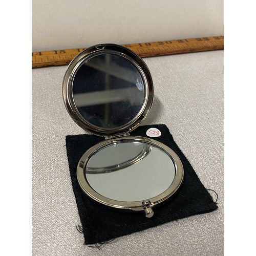 239 - Compact mirror with mother of pearl butterfly design.