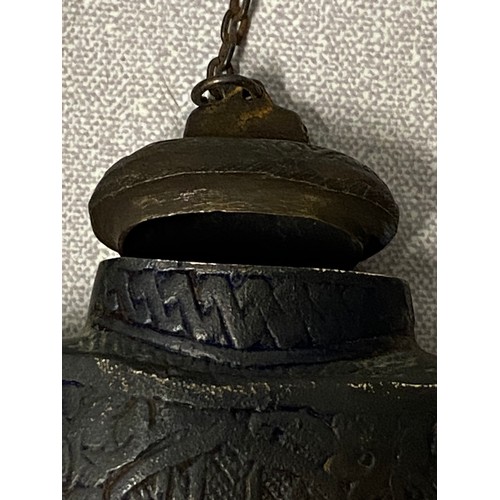 12 - Antique bronze Middle Eastern oil lamp.