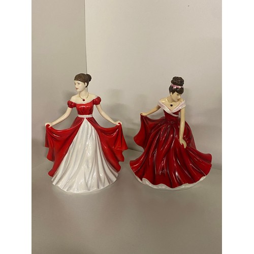 21 - 2 x Royal Doulton figurines - Birthstones - July Ruby and January Garnet.