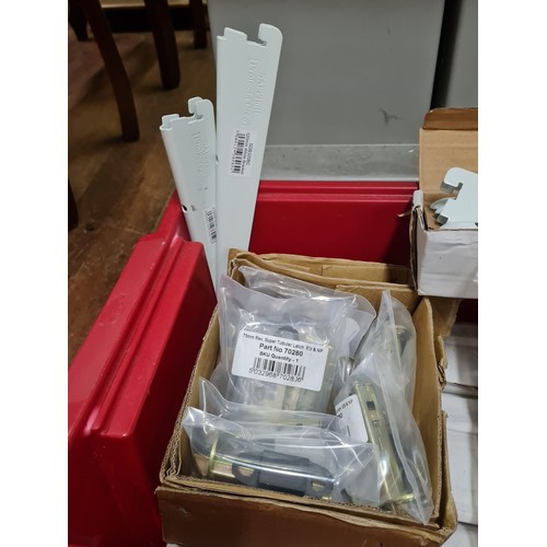 597 - Box of new hardware - hinges and springs etc.