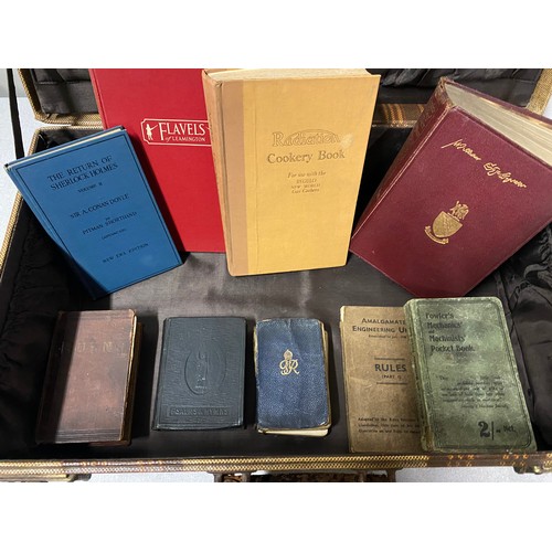 300 - Vintage suitcase with selection of vintage books to include The works of Shakespeare and The Return ... 