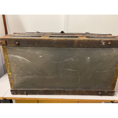 13 - Antique Domed steamer trunk on original casters.
87cm l x 57cm h x 48cm d