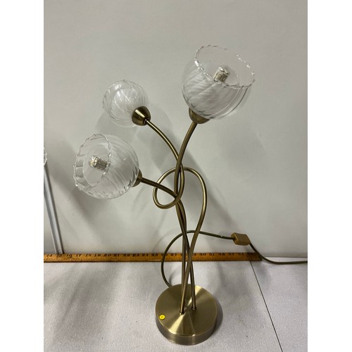 386 - Pair of brass and glass tulip table lamps by pagazzi.