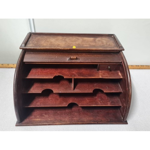 296 - Vintage wooden roll top desk tidy/organiser.
35cm l