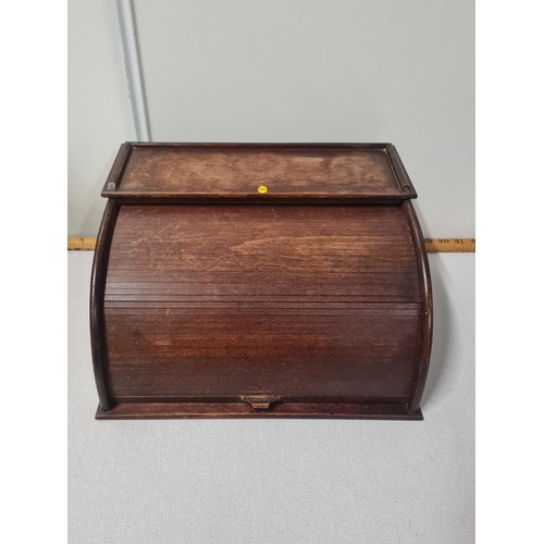 296 - Vintage wooden roll top desk tidy/organiser.
35cm l