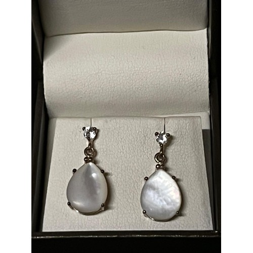 299 - Pair of silver and opalescent stone earrings