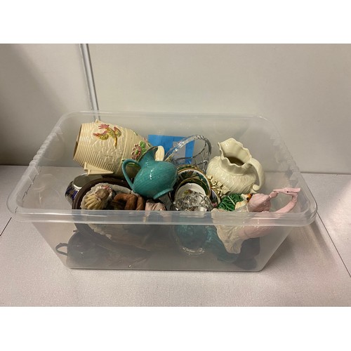 569 - Box of collectables to include flamingo ornament etc.