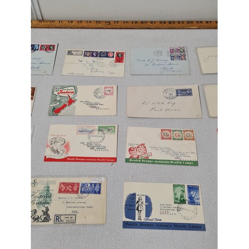 52A - Collection of mid century GB & NZ first day covers to include Festival of Britain and health stamp I... 