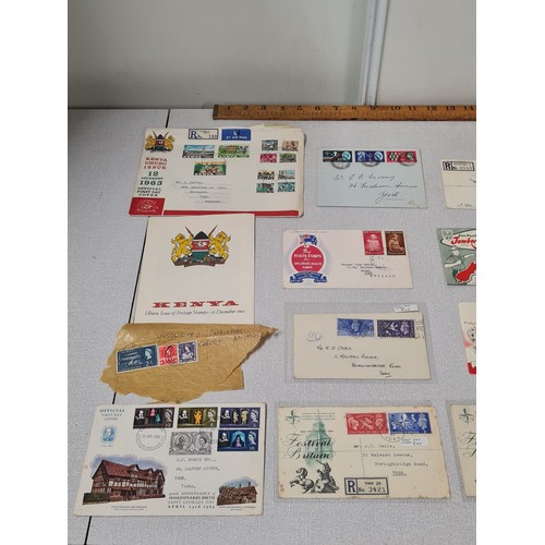 52A - Collection of mid century GB & NZ first day covers to include Festival of Britain and health stamp I... 