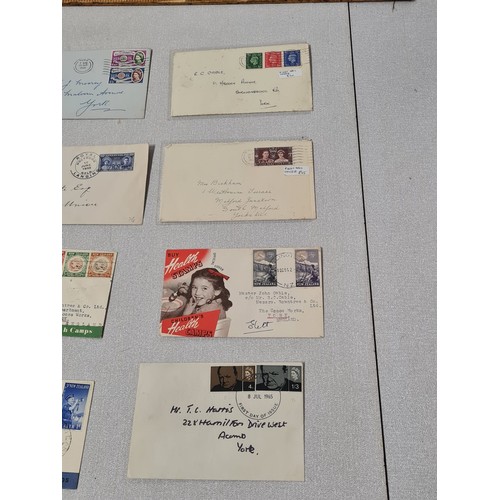 52A - Collection of mid century GB & NZ first day covers to include Festival of Britain and health stamp I... 