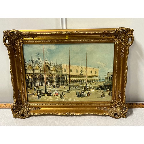 71 - Gilt framed painting of St. Marks Square by Canaletto - marked A CF.
44cm x 34cm