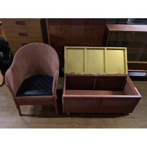 109 - Mid century Lloyd Loom Lusty 2 piece set - chair and ottoman.