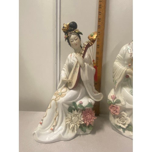 140 - Pair of large Japanese Geisha figures playing instruments.
Tallest 40cm approx