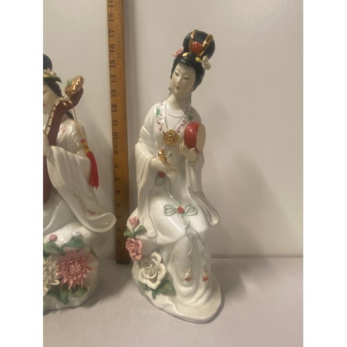 140 - Pair of large Japanese Geisha figures playing instruments.
Tallest 40cm approx