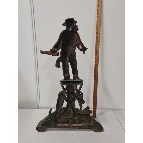 158 - Antique cast iron stick stand detailed with a sailor figure, anchor & oar. Needs attention. 
73cm h
... 